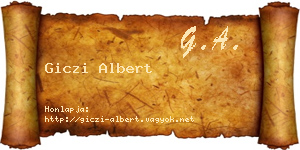 Giczi Albert névjegykártya